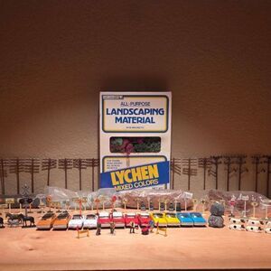 Life-Like Vintage HO Scale Railroad Scenery Landscaping Cars Animals Signs Set